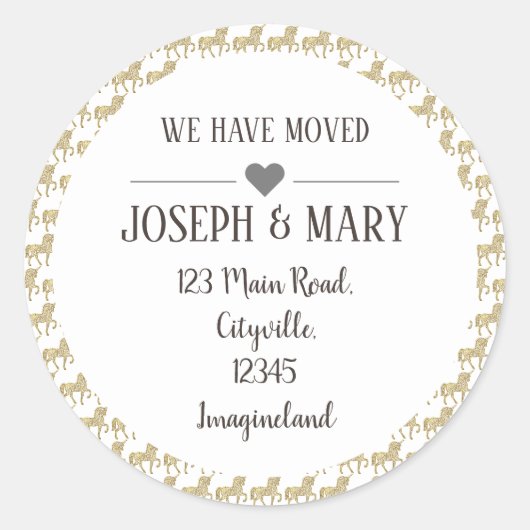 Wijziging van het adresroze eenhoornpatroon ronde sticker (Voorkant)