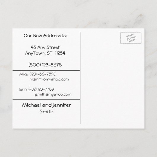 Wijziging van het Briefkaart Adres (Achterkant)