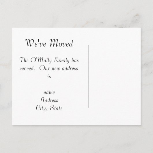 Wijziging van het Briefkaart Adres (Achterkant)