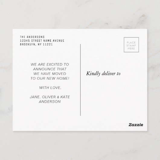 Wijziging van het script van het adres dat paarse  briefkaart (Achterkant)