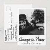 wijziging van plan,modern handschrift schrift, bru aankondigingskaart (Voorkant / Achterkant)