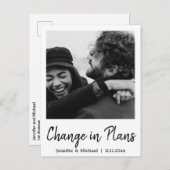 wijziging van plan,modern handschrift schrift,huwe aankondigingskaart (Voorkant / Achterkant)