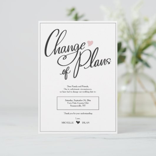 Wijziging van Plannen Aankondigingskaart Kaart (Staand voorkant)