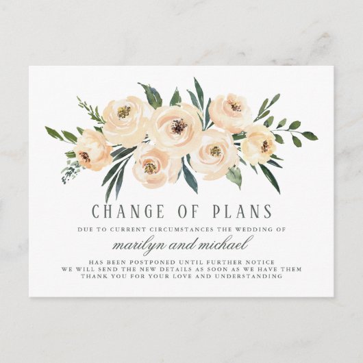 Wijziging van plannen Bijgewerkte plannen voor uit Uitnodiging Briefkaart (Voorkant)