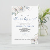 Wijziging van plannen blauw floraal baby shower pe kaart (Staand voorkant)