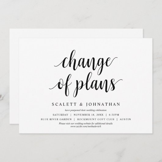 Wijziging van plannen, bruiloft Verander de datumk Kaart (Voorkant / Achterkant)