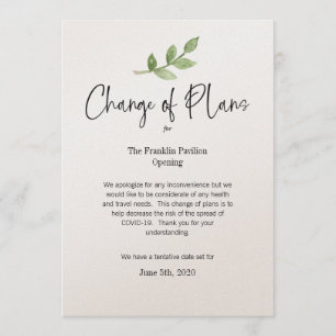 Wijziging van plannen Business Personal Event COVI Kaart