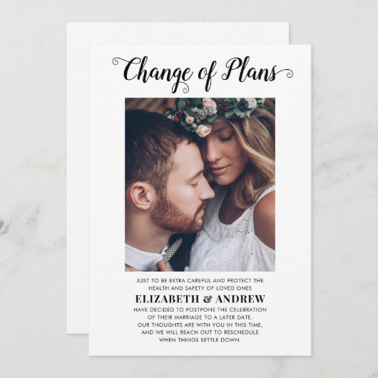 Wijziging van plannen Datum Foto bruiloft uitstel Aankondiging (Voorkant / Achterkant)