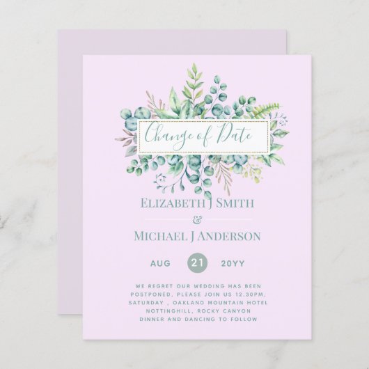 Wijziging van plannen Datum Greenery Eucalyptus Ev (Voorkant / Achterkant)