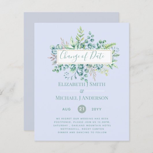 Wijziging van plannen Datum Greenery Eucalyptus Ev (Voorkant / Achterkant)