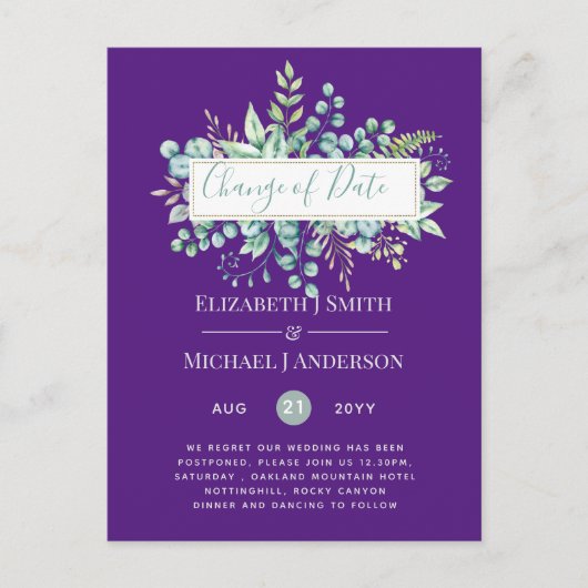 Wijziging van plannen Datum Greenery Eucalyptus Ev Briefkaart (Voorkant)