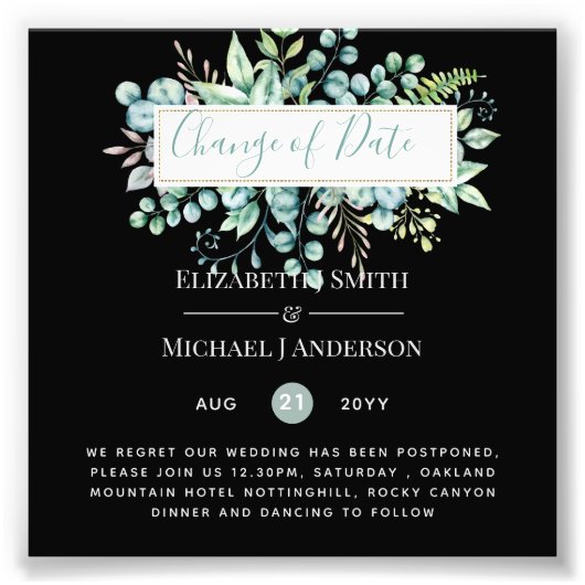 Wijziging van plannen Datum Greenery Eucalyptus Ev Foto Afdruk (Voorkant)