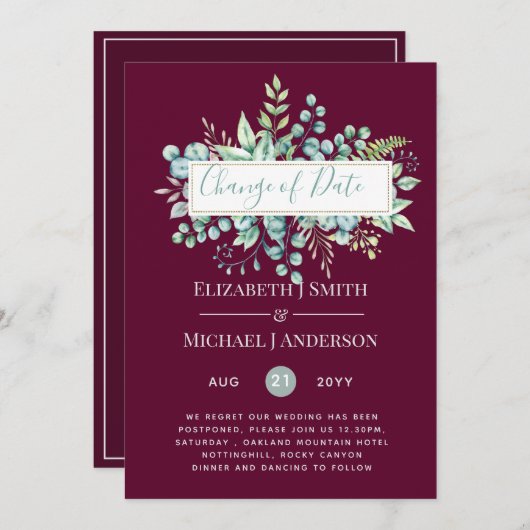 Wijziging van plannen Datum Groene decoratie Eucal (Voorkant / Achterkant)