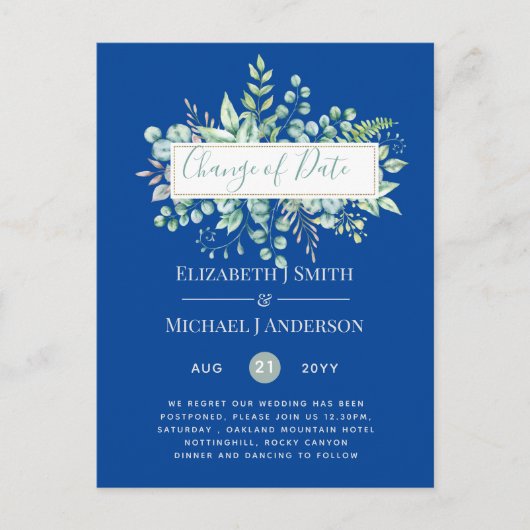 Wijziging van plannen Datum Groene decoratie Eucal Briefkaart (Voorkant)