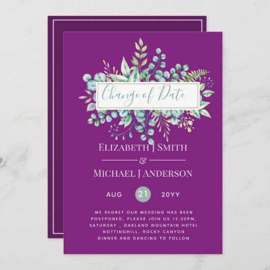 Wijziging van plannen Datum Groene planten Eucalyp (Voorkant / Achterkant)