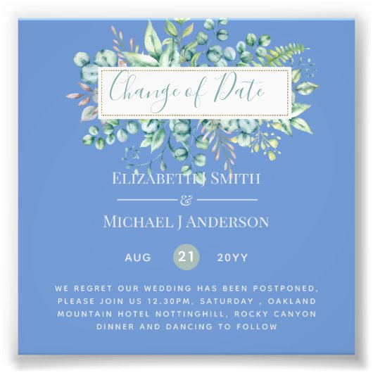 Wijziging van plannen Datum Groene planten Eucalyp Foto Afdruk (Voorkant)