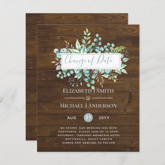 Wijziging van plannen Datum Rustic Wood Greenery E (Voorkant / Achterkant)