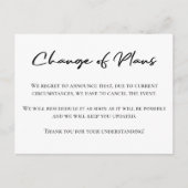 Wijziging van plannen eenvoudig uitstel aankondigi briefkaart (Voorkant)