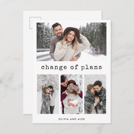 Wijziging van plannen | Eenvoudige tekst voor schr Briefkaart (Voorkant / Achterkant)