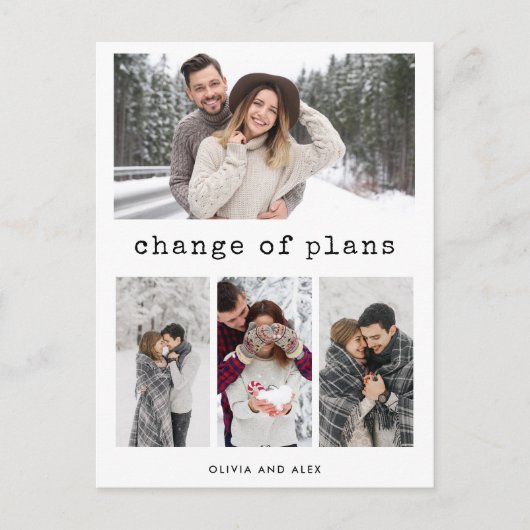 Wijziging van plannen | Eenvoudige tekst voor schr Briefkaart (Voorkant)