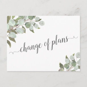 Wijziging van plannen Eucalyptus Wedding geannulee Aankondigingskaart