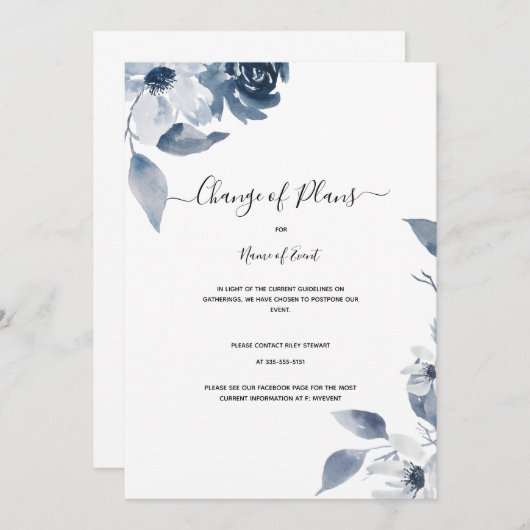 Wijziging van plannen, eventuele annulering van ev kaart (Voorkant / Achterkant)