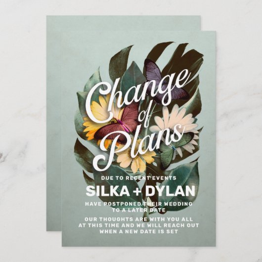 Wijziging van plannen Herschikte trouwdatum Aankon Kaart (Voorkant / Achterkant)