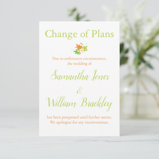 Wijziging van plannen informatiekaartje (Staand voorkant)