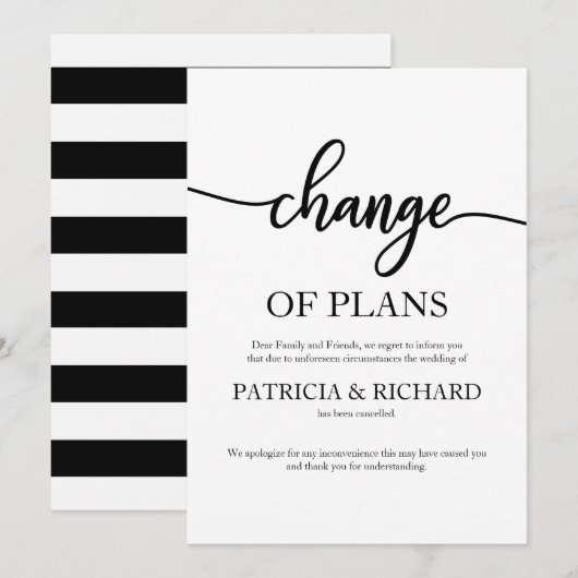 Wijziging van plannen met uitgestelde opzegging va kaart (Voorkant / Achterkant)