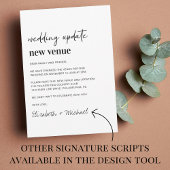 Wijziging van plannen Nieuwe versie van het huweli Aankondiging