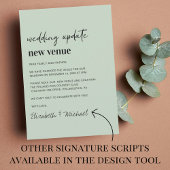 Wijziging van plannen Nieuwe versie van het huweli Aankondiging