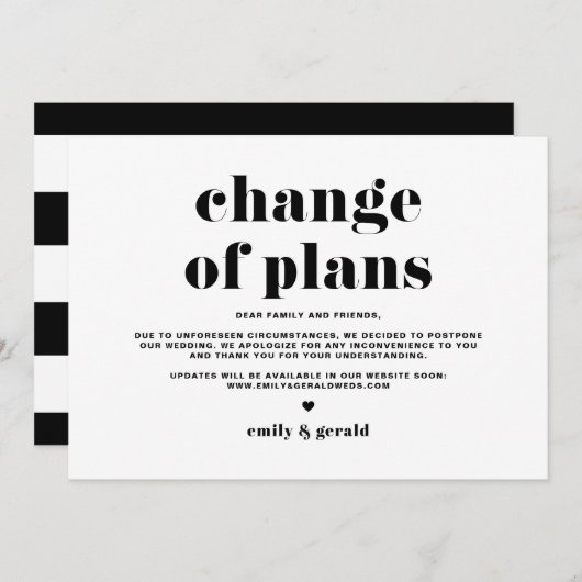 Wijziging van plannen Retro Bold Typography Postpo Kaart (Voorkant / Achterkant)