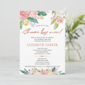 Wijziging van plannen roze floral baby shower per  kaart (Staand voorkant)
