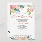 Wijziging van plannen roze floral baby shower per  kaart (Voorkant / Achterkant)