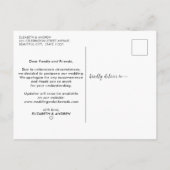 Wijziging van plannen Stofblauwe trouwuitstel Aankondigingskaart (Achterkant)