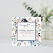 Wijziging van plannen Trouw Stof Blauw Roze Bloem Save The Date (Staand voorkant)