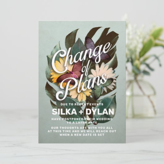Wijziging van plannen Uitgestelde trouwdatum Aanko Kaart (Staand voorkant)