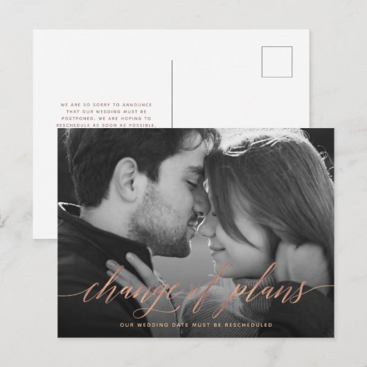 Wijziging van plannen | Uitstel van fotoweddenscha Briefkaart (Voorkant / Achterkant)
