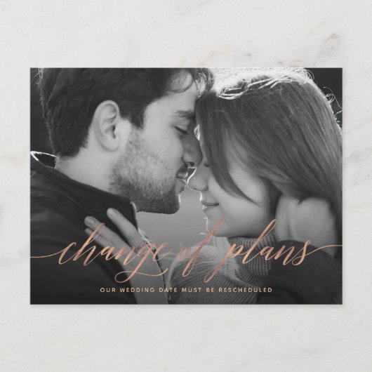 Wijziging van plannen | Uitstel van fotoweddenscha Briefkaart (Voorkant)