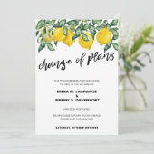 Wijziging van plannen voor trouwcitroenen save the date (Staand voorkant)