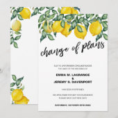 Wijziging van plannen voor trouwcitroenen save the date (Voorkant / Achterkant)