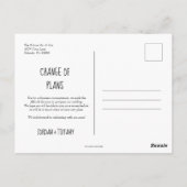 Wijziging van plannen voor uitstel of annulering h briefkaart (Achterkant)