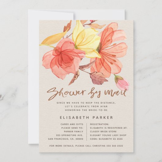 Wijziging van plannen waterverf bloemendouche per  kaart (Voorkant)