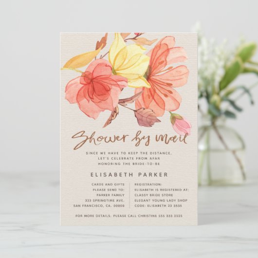 Wijziging van plannen waterverf bloemendouche per  kaart (Staand voorkant)