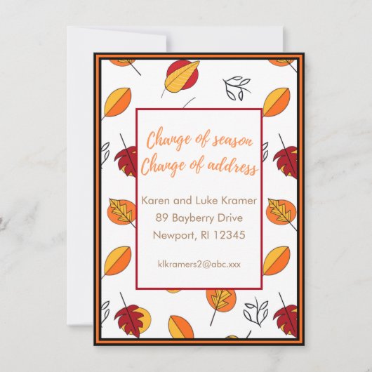 Wijziging van Seizoenswijziging Aankondiging adres (Voorkant)