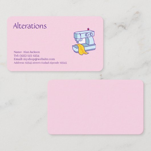 Wijziging Visitekaartje (Voorkant / Achterkant)