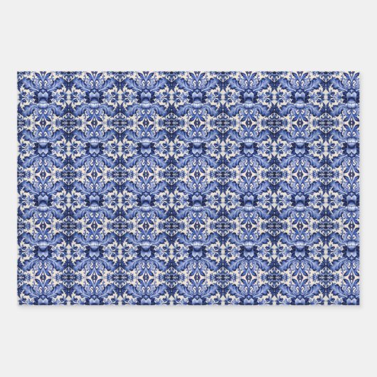 Wikkel het in Delft Ware Blue Flower Inpakpapier Vel (Voorkant 3)