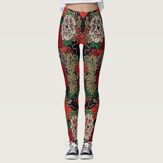 Wikkel jezelf in Elegance: Japans Bloemen Leggings (Voorkant)