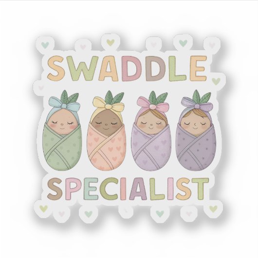 Wikkel Specialist Pastel Baby Illustratie Sticker (Voorkant)