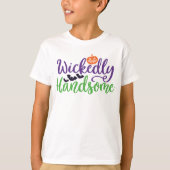 Wikkelijk knap, pompoen en vleermuizen Halloween T-shirt (Voorkant)